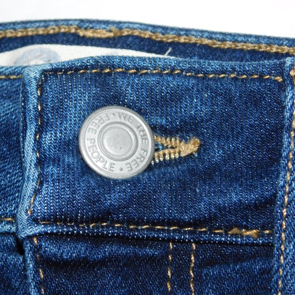 We The Free Denim Jeans Free People Skinny High Rise Raw Hem Size 26 - Picture 6 of 9